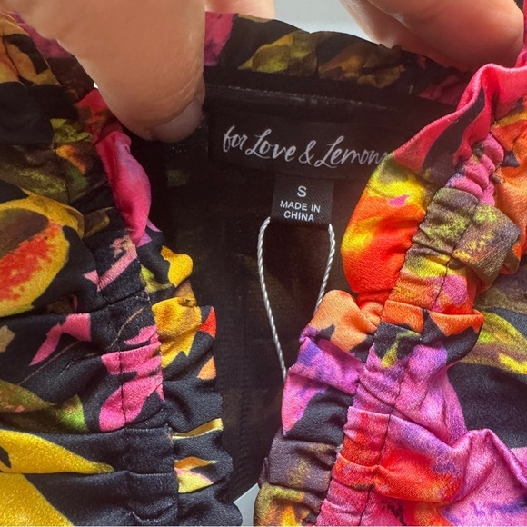 For Love And Lemons Pink, Black, Yellow Floral Cocktail Dress - Picture 11 of 16